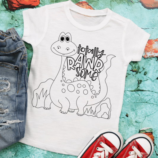 Coloring Tee: Totally Rawr-some - Sea Pine Designs