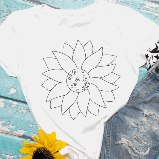 Coloring Tee: Sunflower - Sea Pine Designs