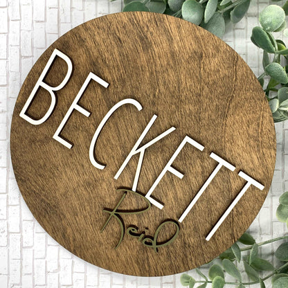 Baby Name Round Sign - Sea Pine Designs