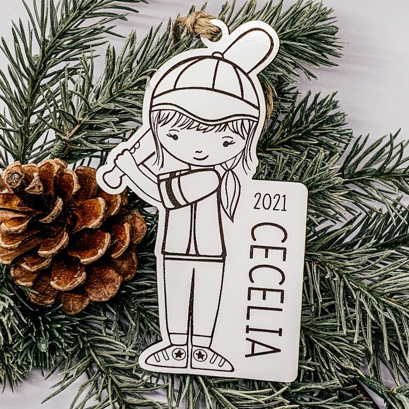 Softball Girl Ornament - Sea Pine Designs
