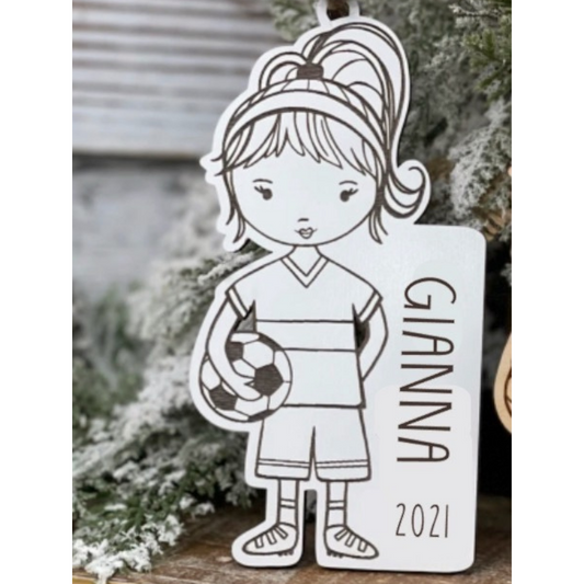 Soccer Girl Ornament - Sea Pine Designs