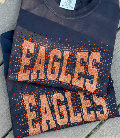 Eagles Orange+Black Bling Crewneck