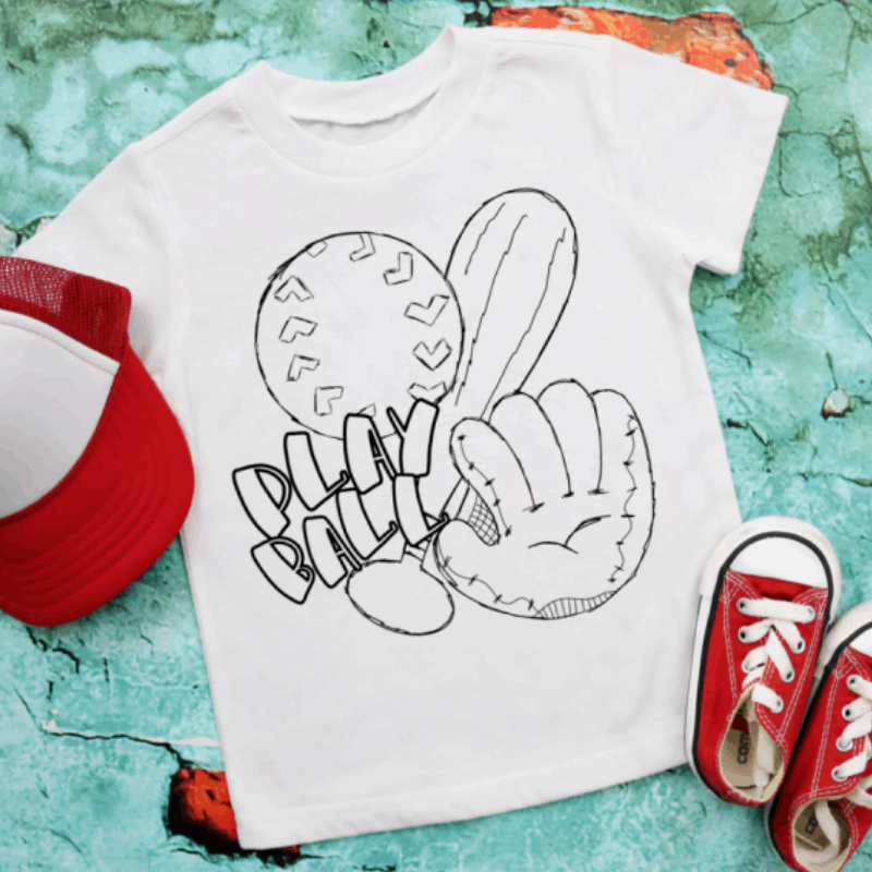 Coloring Tee: Play Ball - Sea Pine Designs