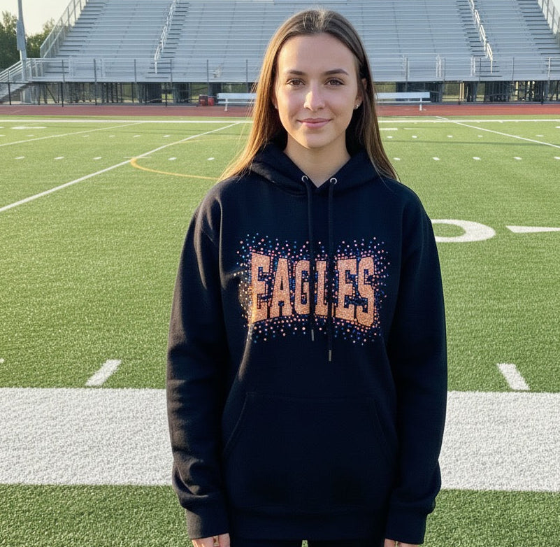 Eagles Orange+Black Bling Hoodie
