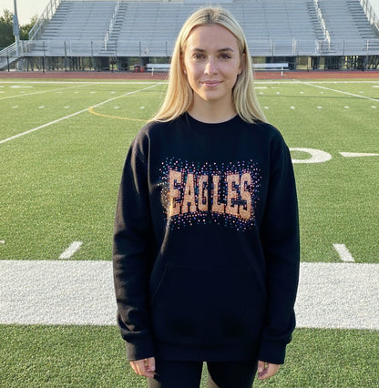 Eagles Orange+Black Bling Crewneck