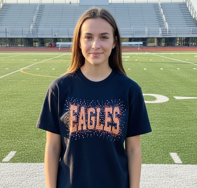 Eagles Orange+Black Bling Tee