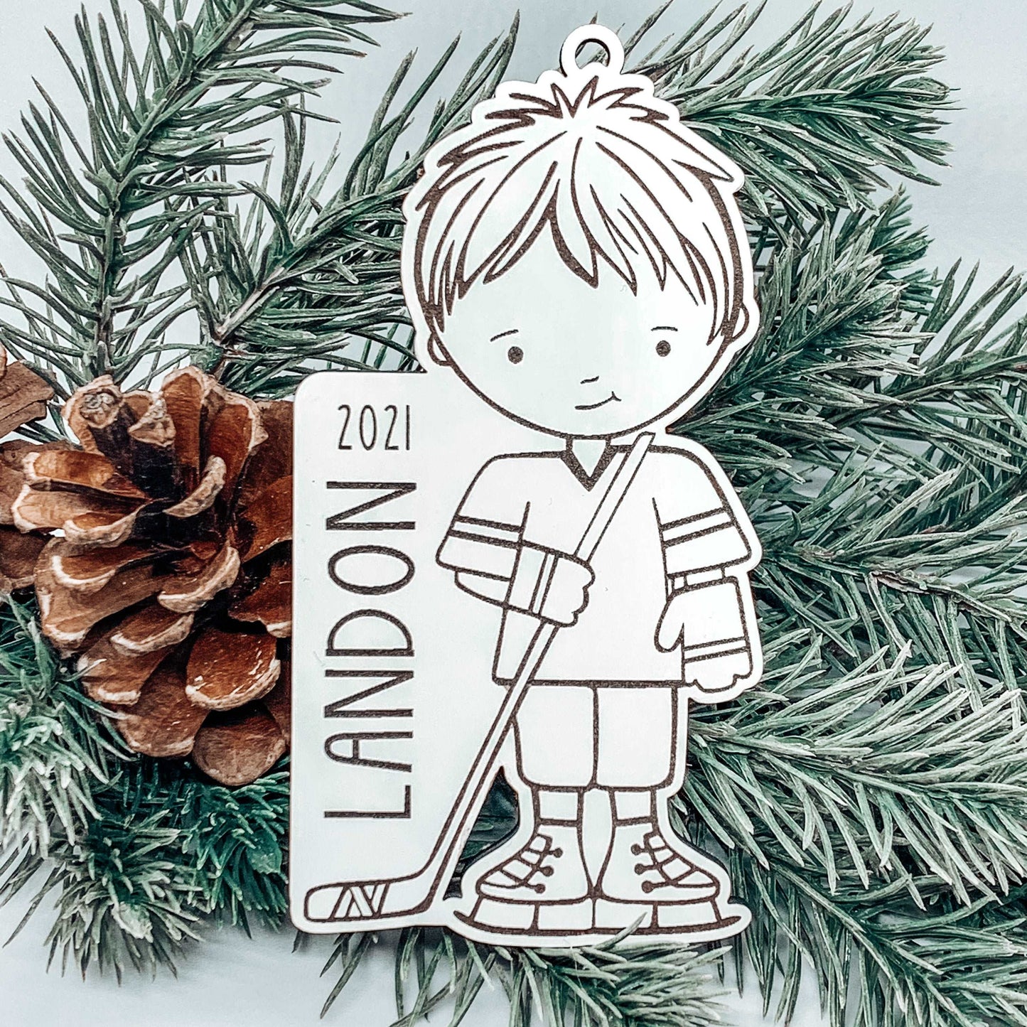 Hockey Boy Ornament - Sea Pine Designs