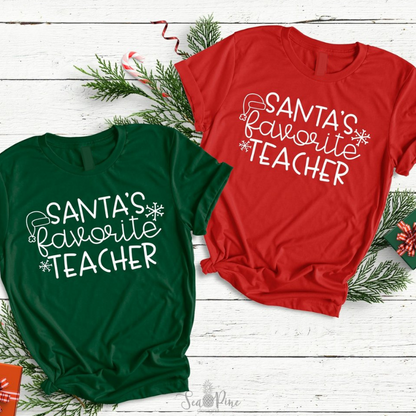 Santa's Favorite Teacher-Shirts-Sea Pine Designs LLC