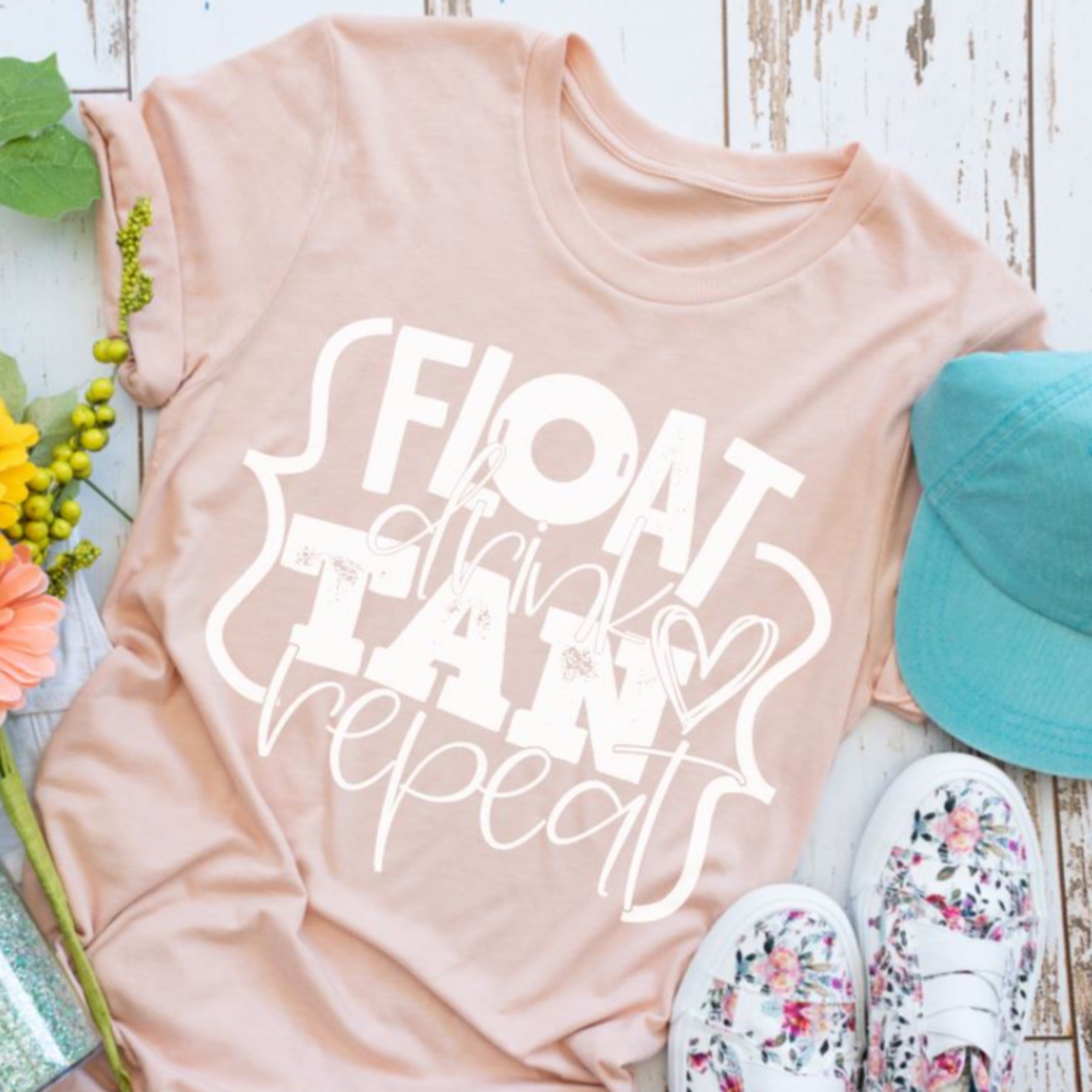 Float Drink Tan Repeat Ladies Summer T-shirt