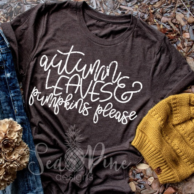 Autumn Leaves & Pumpkins Please-Shirts-Sea Pine Designs LLC