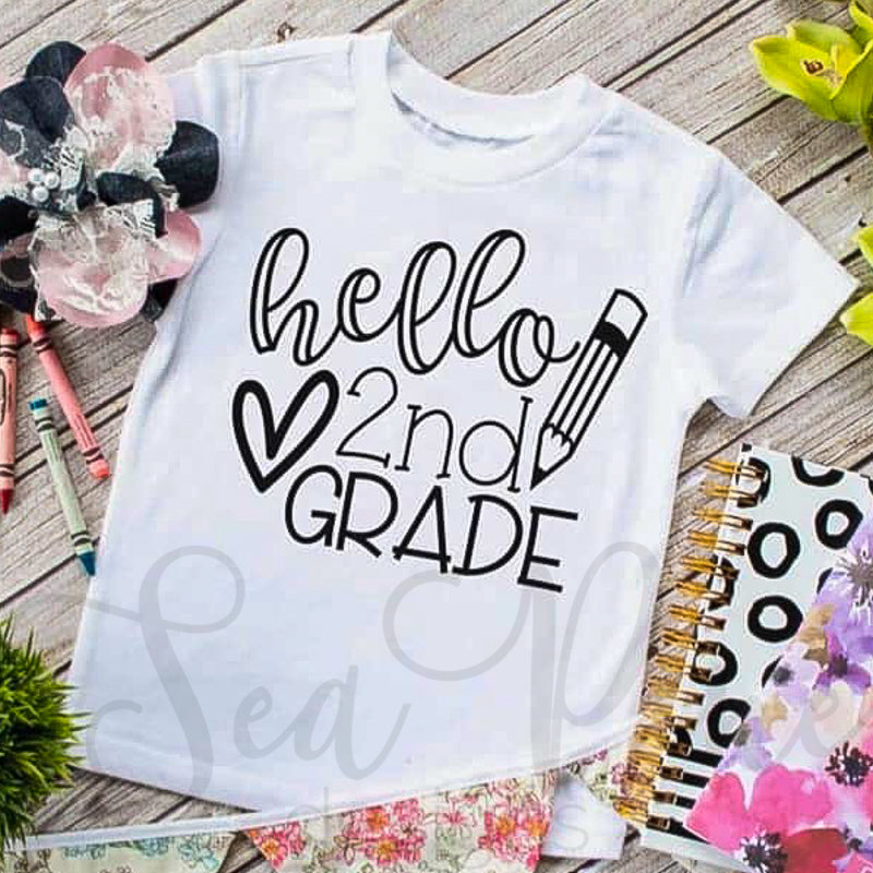Hello 2nd Grade-Shirts-Sea Pine Designs LLC