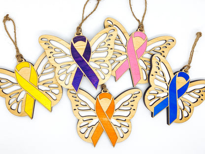 Butterfly Awareness Ribbon Ornaments
