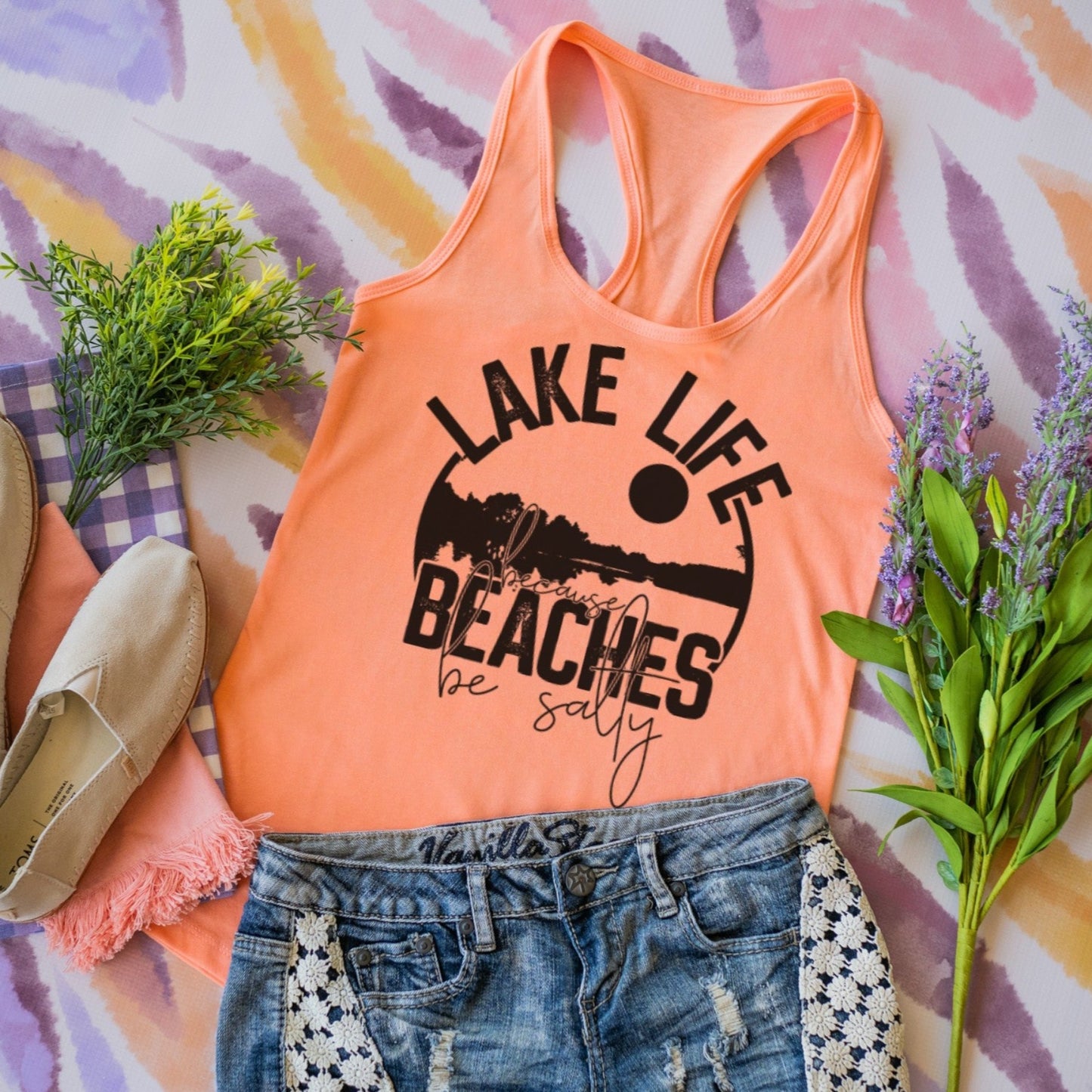Lake Life Because Beaches Be Salty Ladies Tank Top