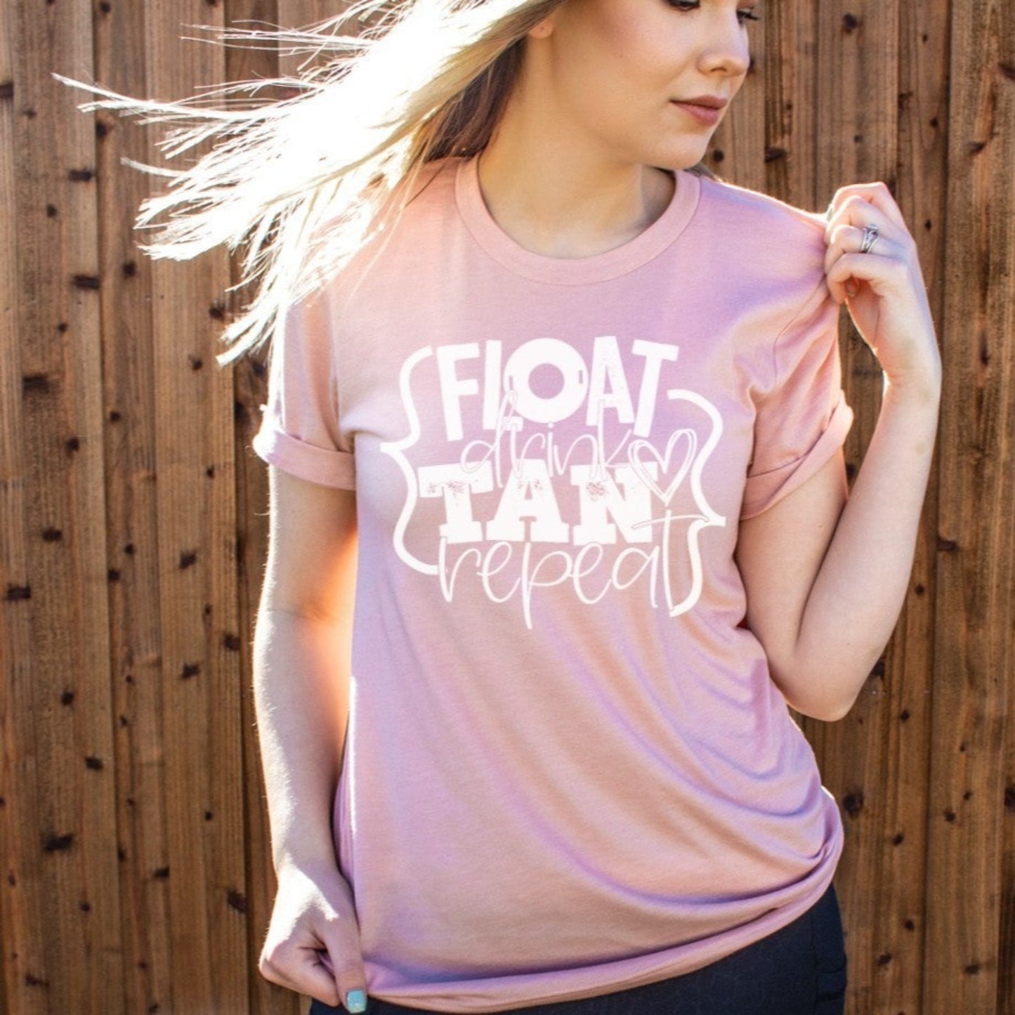 Float Drink Tan Repeat Ladies T-shirt
