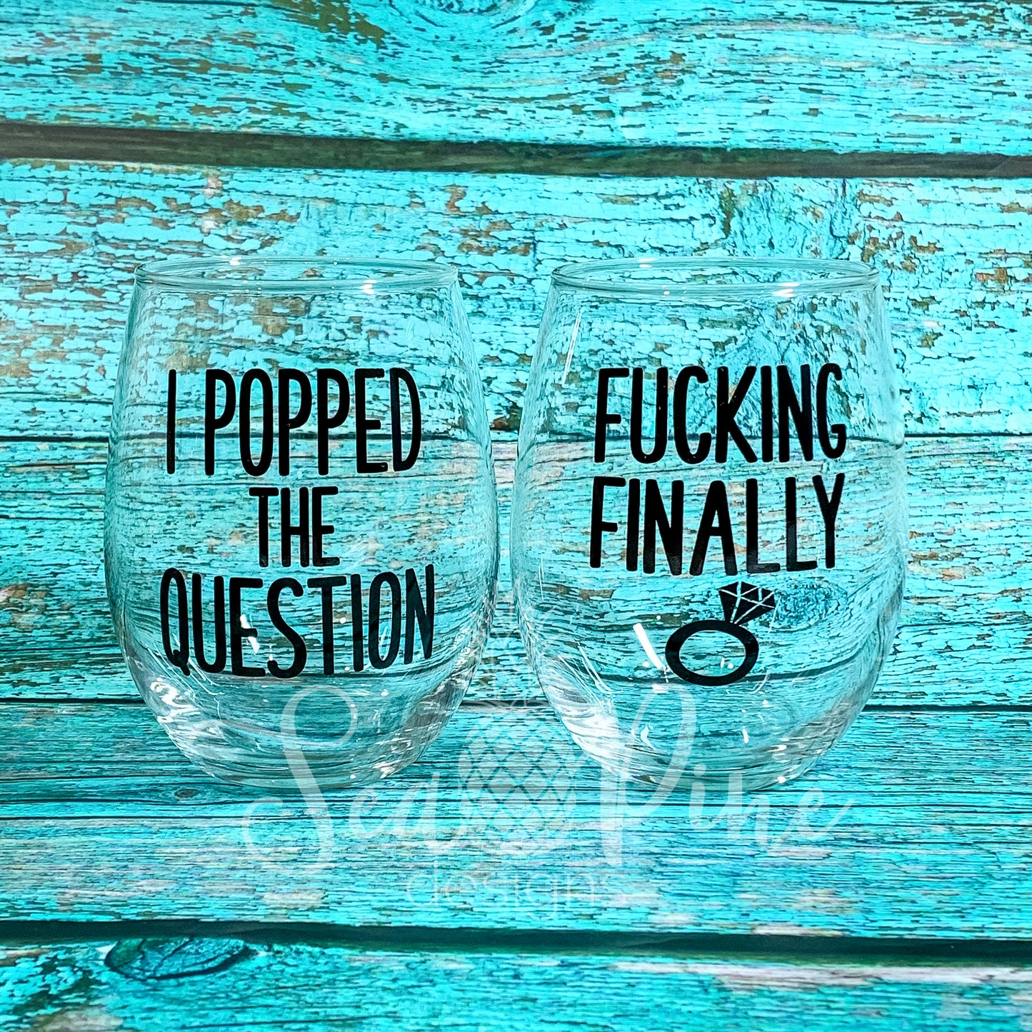 Wine Glass: Popped The Question [Set of 2]